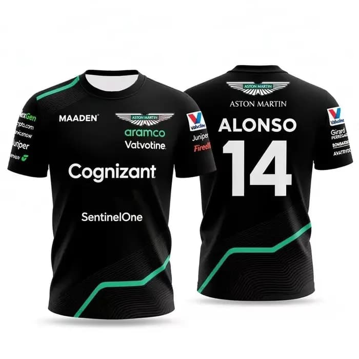 T-shirt Aston Martin pour homme, combinaison de course Fernando Alonso 14, T-shirt respirant, T-shir