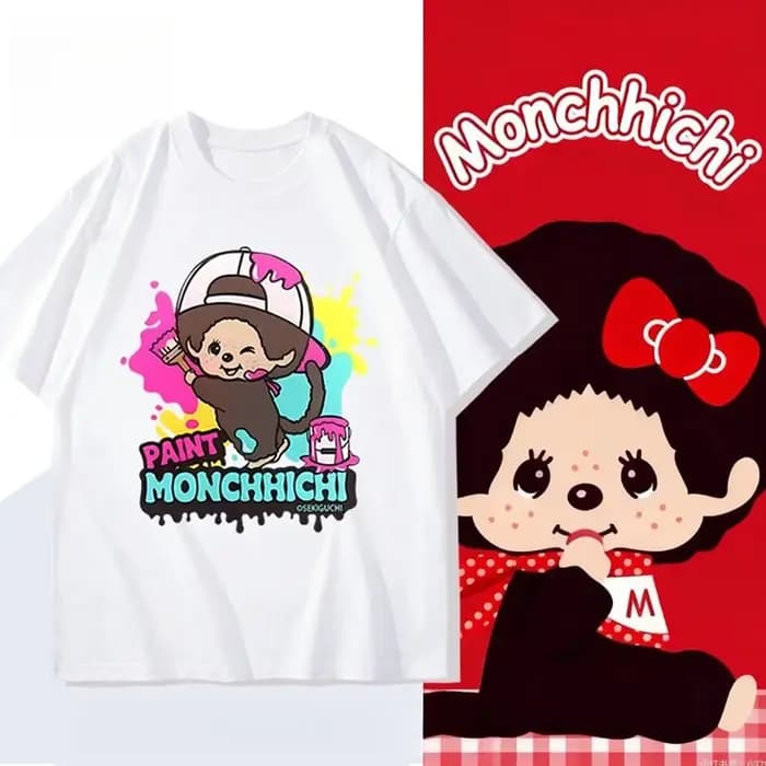 T-shirt Monchhichi à thème graffiti de dessin animé mignon pour hommes et femmes