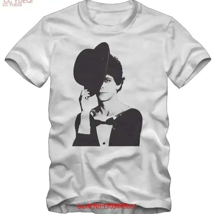 T-shirt Lou Reed vintage délavé confortable unisexe extensible doux homme streetwear haut pour tous les jours graphique légèrement imprimé