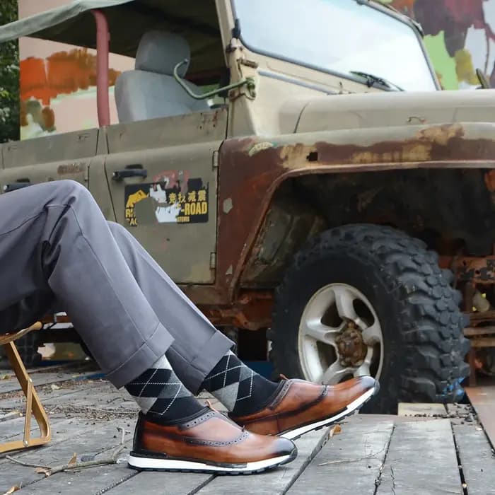 Baskets en cuir véritable faites à la main pour hommes