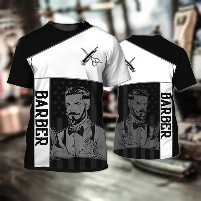 Uniforme de barbier graphique imprimé en 3D t-shirt pour hommes hauts faux costume t-shirts Harajuku mode outil de