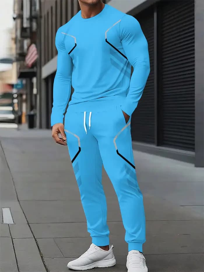 Le nouveau ensemble de sweat-shirt à col rond pour hommes pour le printemps et l'automne 2025 présente une mode de rue et un confort avec une impression de motifs 3D