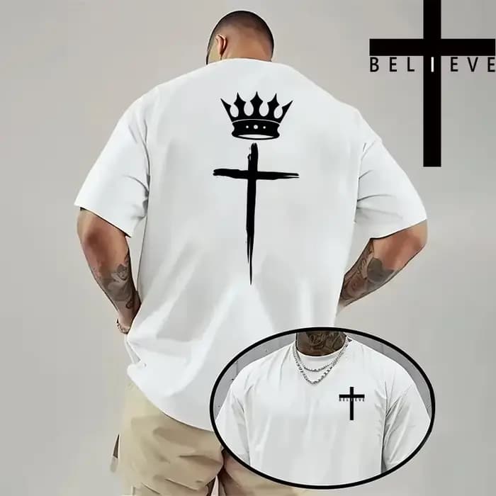 Christ imprimé T-shirt hommes de haute qualité couleur Pure à manches courtes haut printemps été quotidien décontracté mode jésus croix coton t-shirts