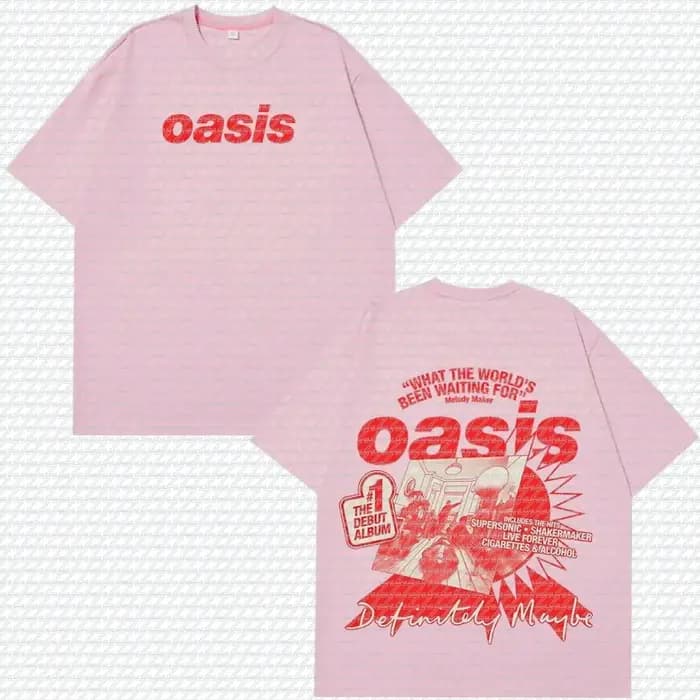 T-shirt blanc double face Oasis Definitely Maybe Album