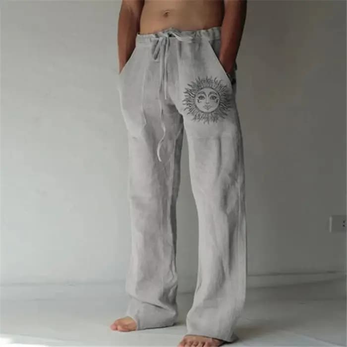 Pantalon vintage en coton et lin pour hommes