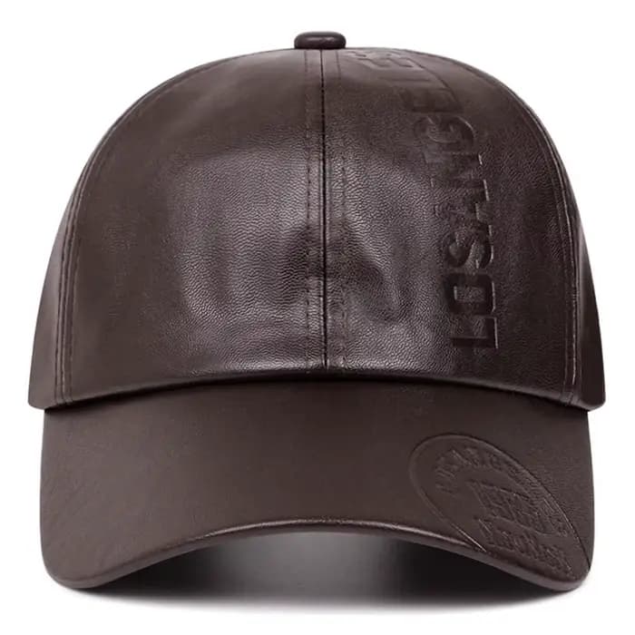 Casquette de baseball réglable en cuir PU pour homme