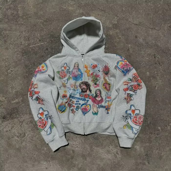 2025 rue vêtements de sport motif rétro sweat à capuche imprimé tempérament ample hommes