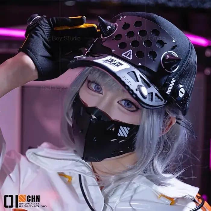 Casquette de baseball montante Cyberpunk tactique avec cornes mécaniques détachables, style Techwear Punk, pour homme et femme, idéale pour le cosplay et les tenues Mecha