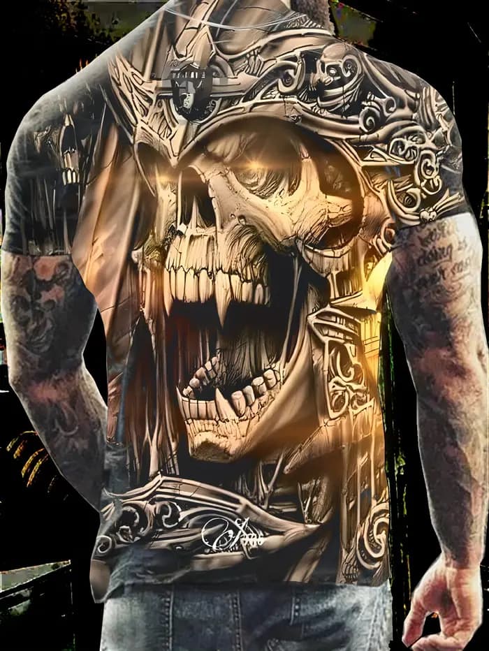 T-shirt imprimé tête de mort pour homme