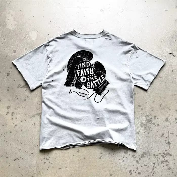 T-shirts vintage délavés imprimés Hole Boxer pour hommes et femmes – Qualité supérieure