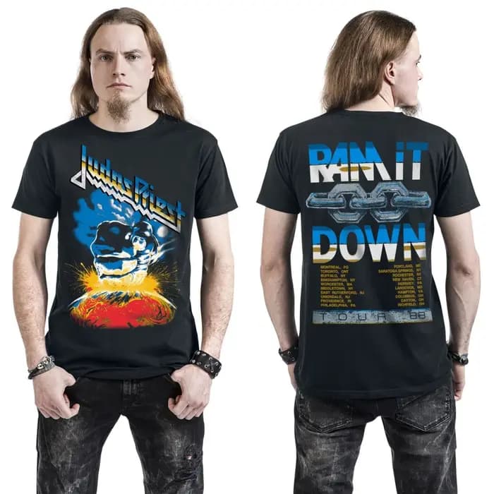 T-shirt en coton avec image graphique Fit Judas Priest, unisexe, manches courtes, marque de mode, tee-shirt de luxe, décontracté, vintage