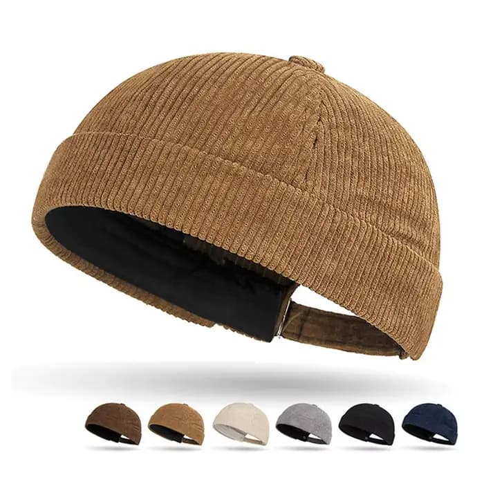 Casquette sans bords en velours côtelé pour hommes et femmes