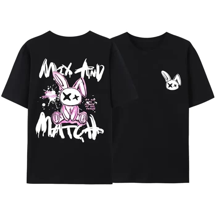 Rose Ragdoll lapin Harajuku imprimé T-Shirt hommes ample surdimensionné vêtements Hip Hop décontracté à manches courtes