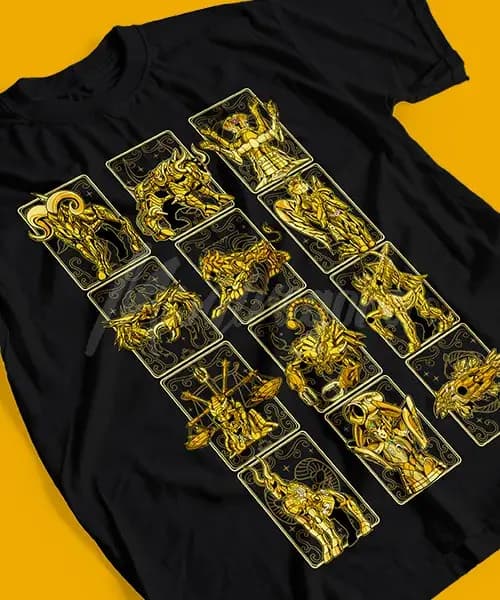 T-shirt pour Anime Caballeros de Zodiaco Doce Armaduras Doradas
