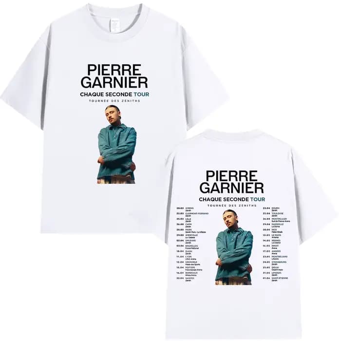 Pierre Garnier Chaque Seconde 2025 Tour Merch T-shirts Hip Hop mode Vintage T-shirt hommes à manches courtes coton