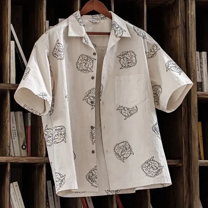 Maden-Chemise Imprimée Japonaise Rétro pour Homme
