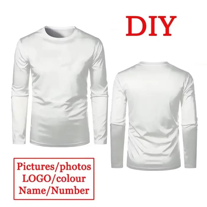 Impression 3D bricolage personnalisé à manches longues T-shirts hommes décontracté respirant séchage rapide hauts personnalisez votre propre conception t-shirt