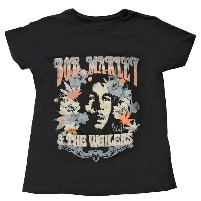 T-Shirt en coton avec image de Bob Marley