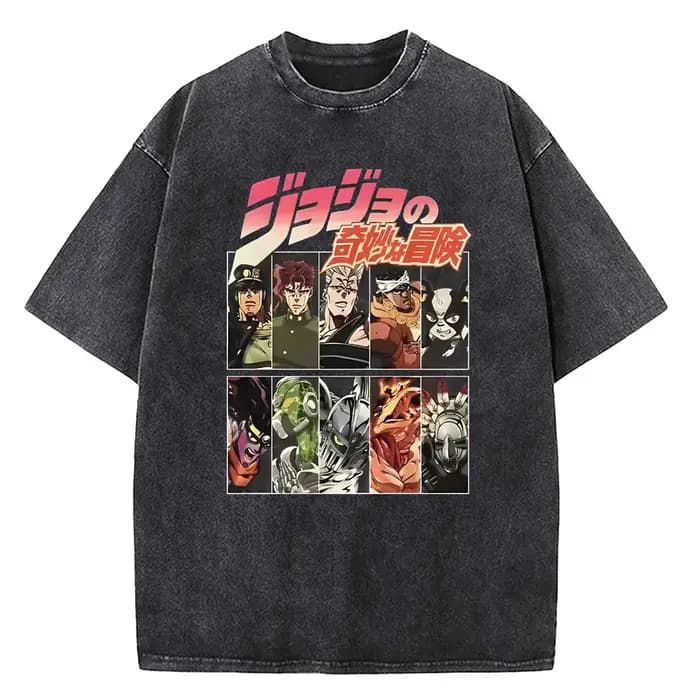 T-shirt imprimé Anime JoJo's Bizarre Adventure Kira Yoshikage Killer Queen pour hommes