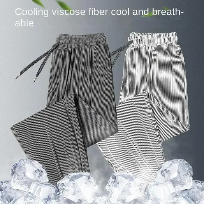 Pantalon d'été 2026 en soie glacée ultra-fine pour homme, coupe droite ample, drapé, jambe large, st
