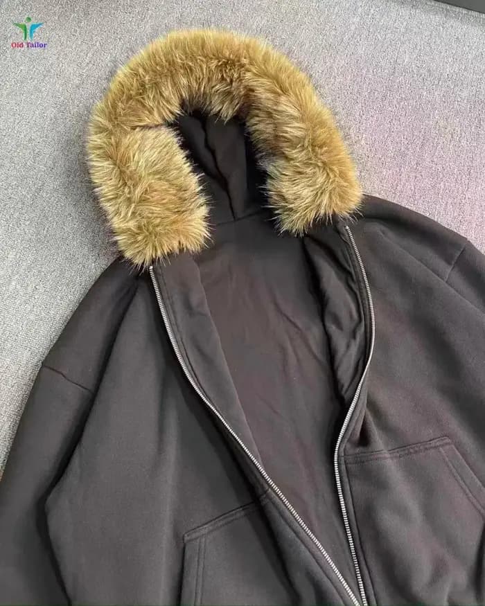 Dernière KANYE 26SS YEY Mountain Eagle col de fourrure détachable épaissi à capuche zippé sweat-shir