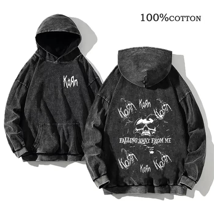 Korn Rock Band World Tour sweats à capuche Vintage lavé hommes sweats coton Hip Hop Streetwear pull