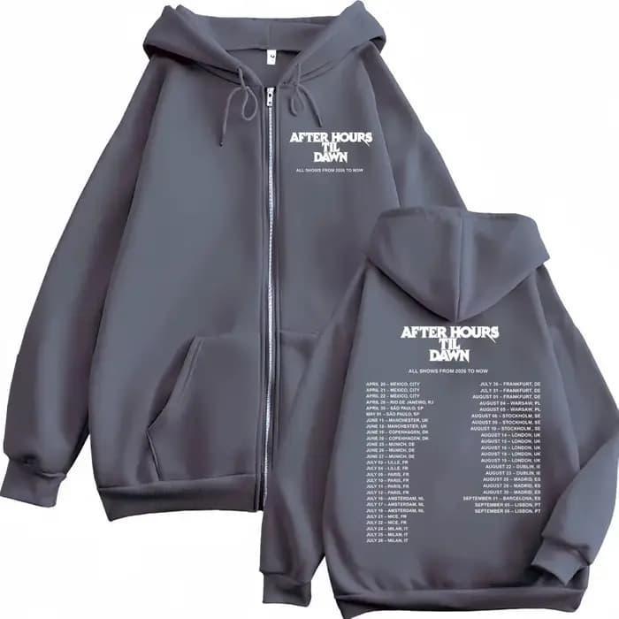 The Weeknd After Hours Til Dawn Tour 2026 – Sweat à capuche imprimé avec fermeture éclair pour homme et femme