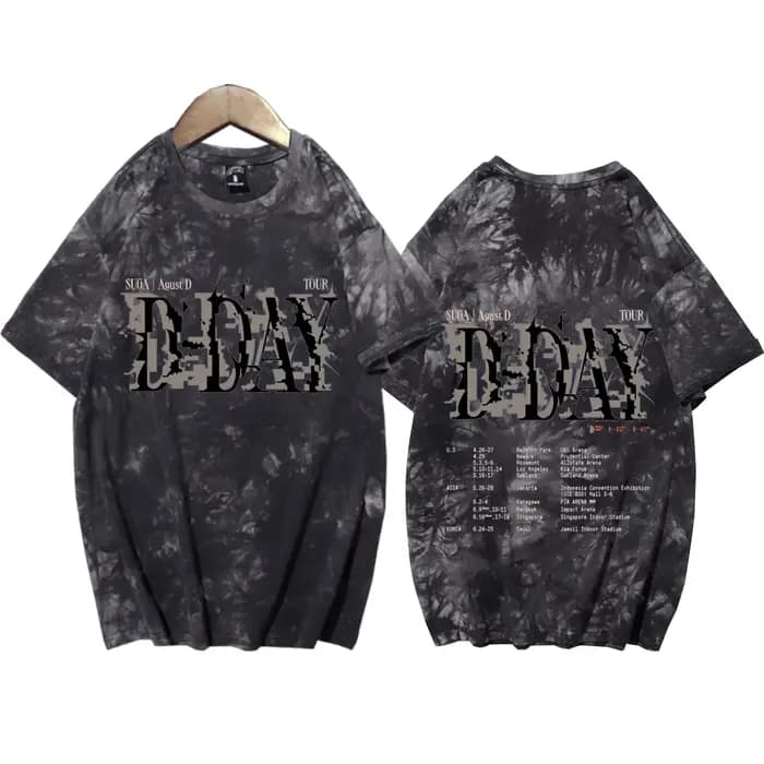 Suga Agust D Tour Tie Dye chemises unisexe col rond manches courtes musique populaire T-Shirt Fans c