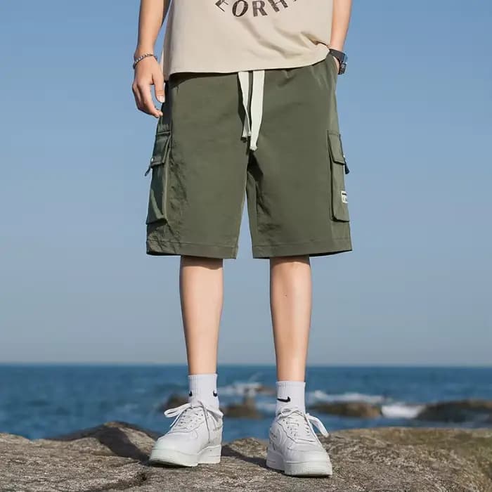 Shorts Cargo Homme d'Été Décontractés Multi-Poches avec Cordon de Serrage Style Streetwear Sportif L
