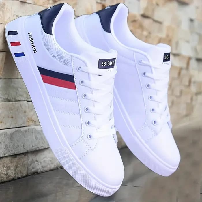 Baskets basses de skate pour hommes - Tige synthétique respirante, semelle en PVC durable, bout rond