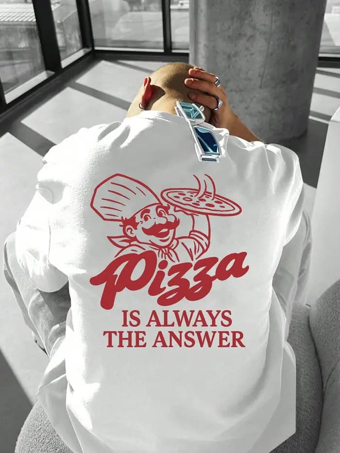 T-shirt graphique « Pizza Is Always The Answer » pour hommes et femmes, streetwear amusant, esthétique, décontracté, en coton, à manches courtes