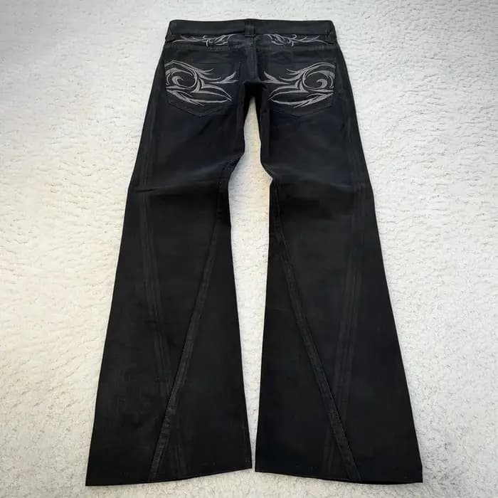 Vintage X ray épilation tribal broderie hommes jeans évasés gothique haute rue unisexe punk slim fit