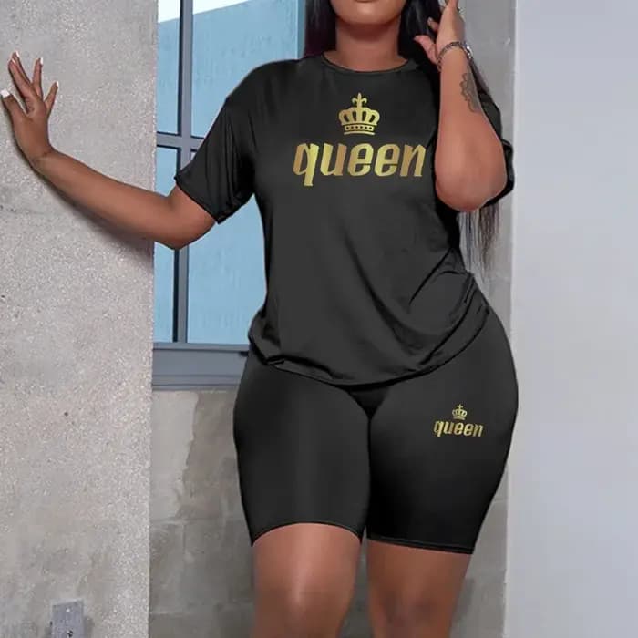 Ensemble de survêtement décontracté pour femme Queen Printing