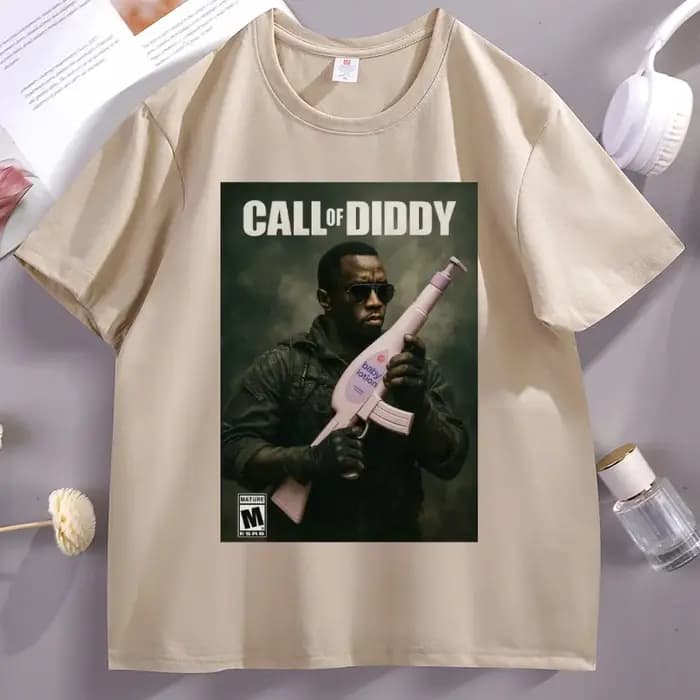 T-shirt Call of Diddy pour hommes et femmes, parodie de jeu vidéo, graphique, décontracté, col rond,
