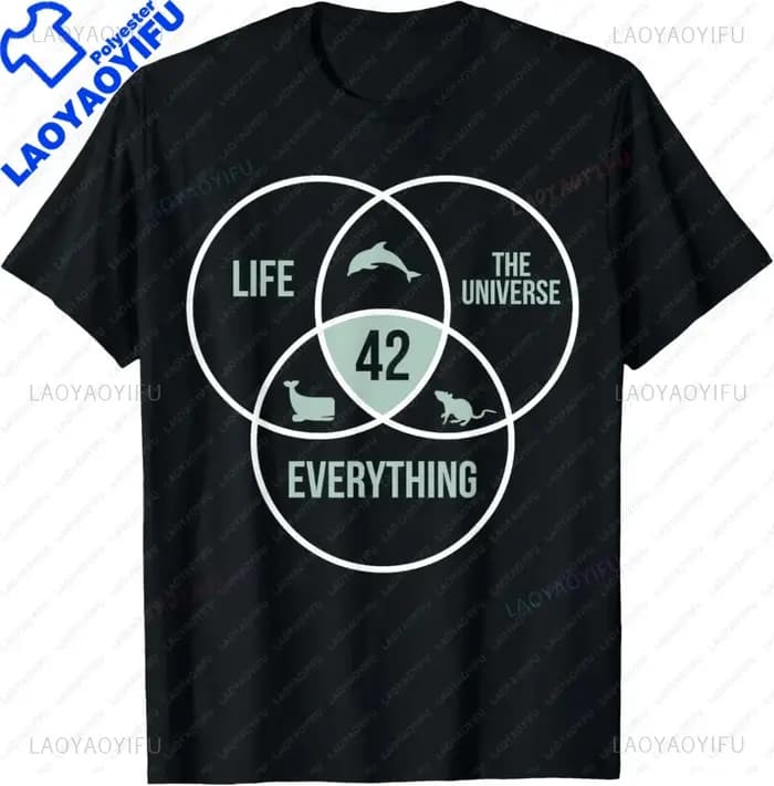 Vie l'univers et tout 42 réponse à la vie T-Shirt Streetwear manches courtes décontracté mode ample homme