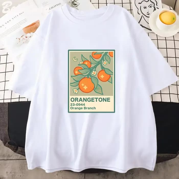 T-Shirt imprimé branche Orange