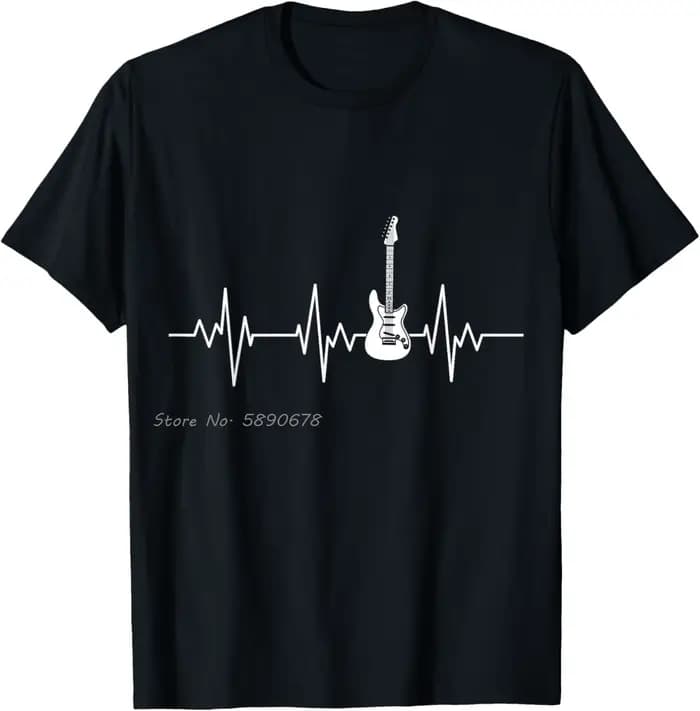 T-shirt en coton guitariste guitare électrique battement de coeur Rock musique cadeau surdimensionné