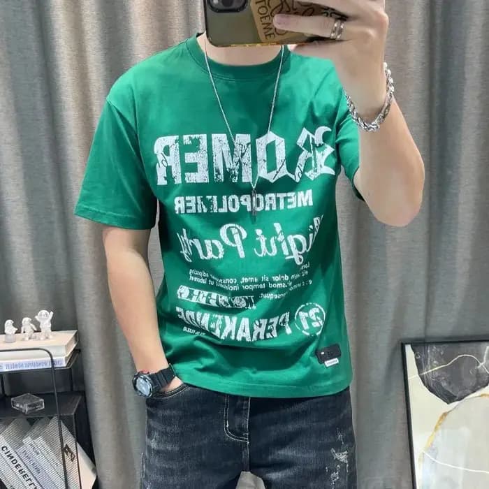Hommes vêtements été à la mode Vintage lettre imprimer coton basique t-shirt mâle décontracté col rond manches courtes ample confortable hauts