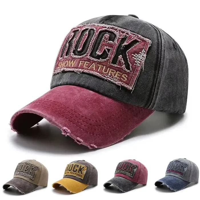 Casquette de baseball en coton brodé lettre Rock pour hommes et femmes