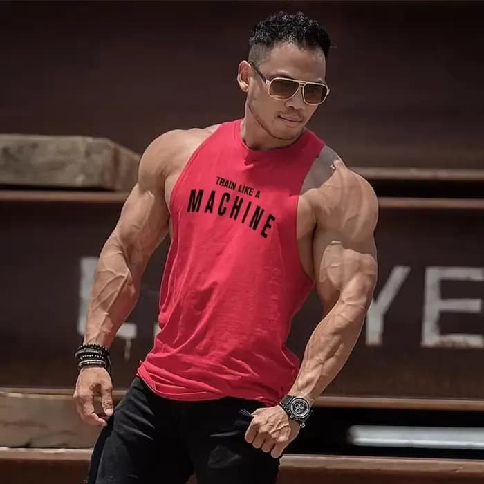 TRAIN LIKE A MACHINE Débardeur de musculation en coton pour hommes