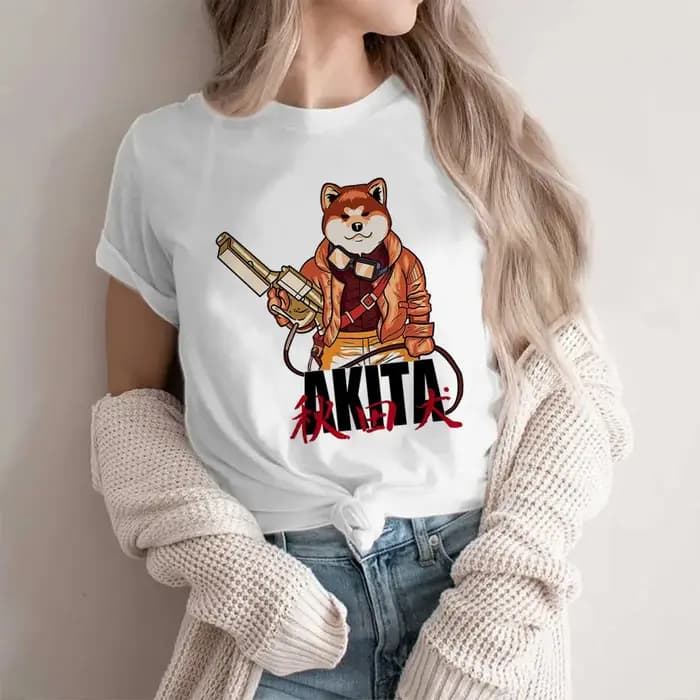 Akita Inu t-shirt femmes Y2K t-shirt femme drôle japonais streetwear vêtements