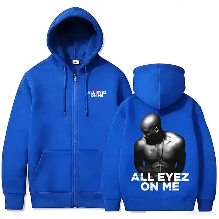 Sweat à capuche zippé Rapper Tupac 2pac All Eyez on Me pour hommes et femmes
