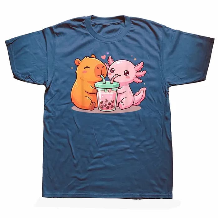 T-shirts à motifs de Capybara et d'Axolotl pour hommes et femmes, mode décontractée, t-shirt ample et surdimensionné, streetwear.