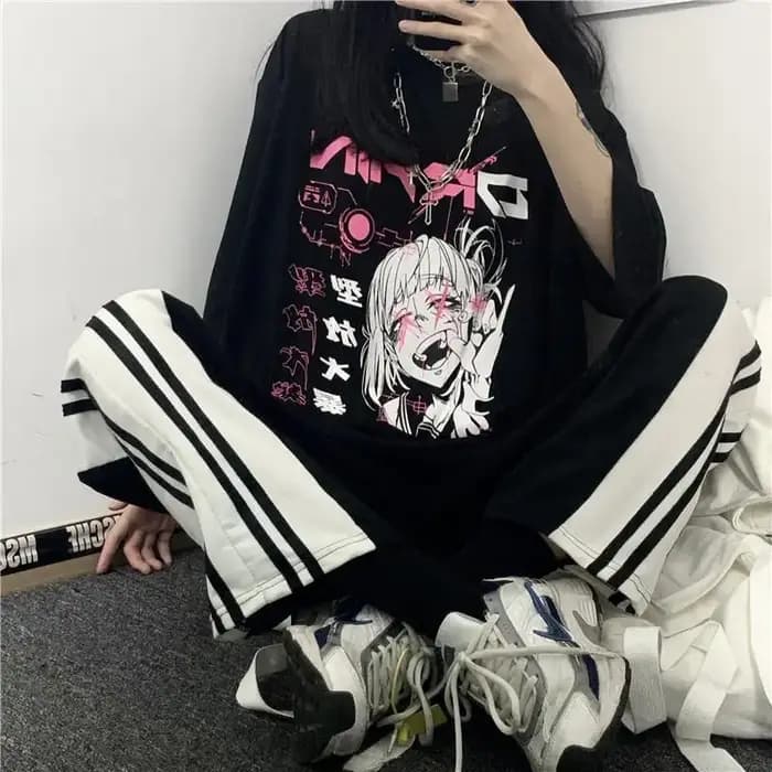Harajuku gothique femme t-shirt imprimé à manches courtes noir culture hauts T-shirts mode décontracté