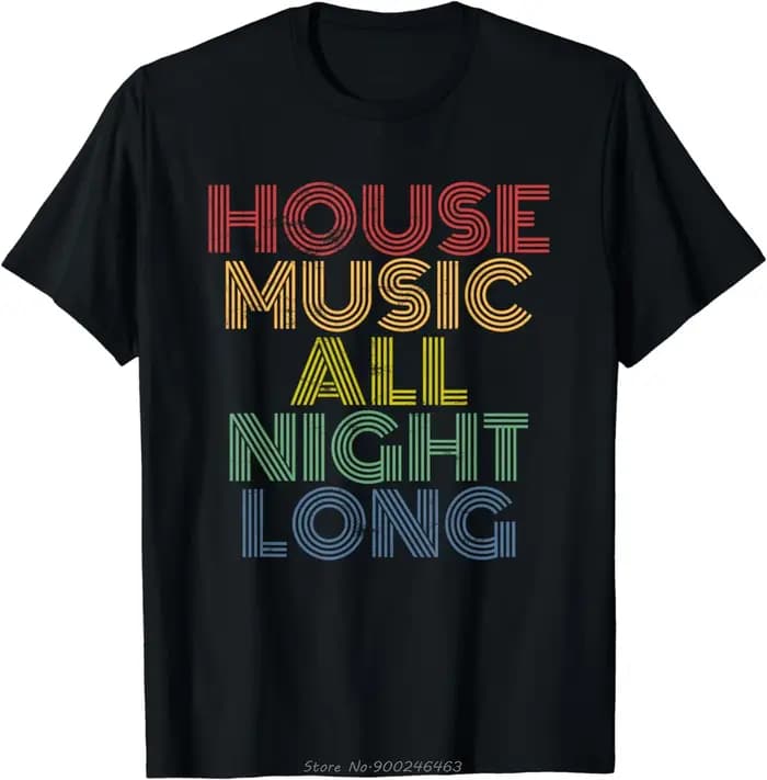 T-shirt graphique de festival de musique de maison toute la nuit pour hommes, Techno, Rave, EDM, Wlb