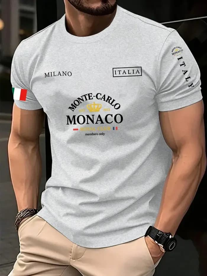 T-shirt unisexe en coton 100 % à imprimé drapeau de Monaco, best-seller - Coupe décontractée ample,