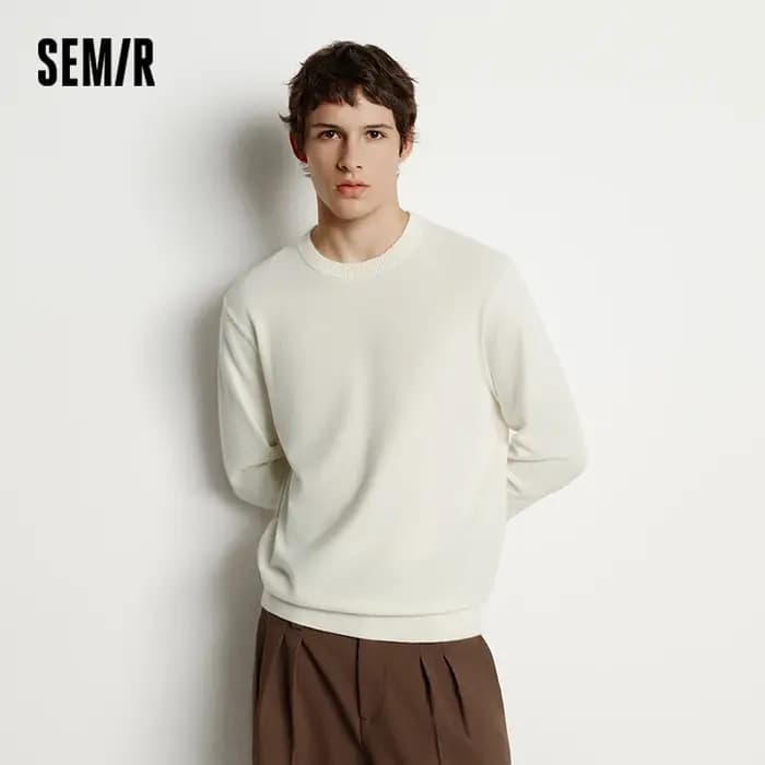Semir tricoté pull hommes hiver cachemire mélange chaleur-générant antibactérien 2025 nouveau basiqu
