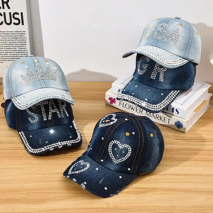 Casquette de baseball incrustée de diamants