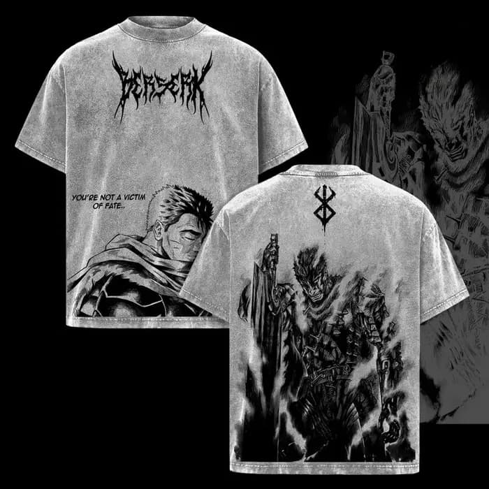 Anime Berserk Guts graphique T-shirt hommes à manches courtes vêtements surdimensionné T-shirt Vinta