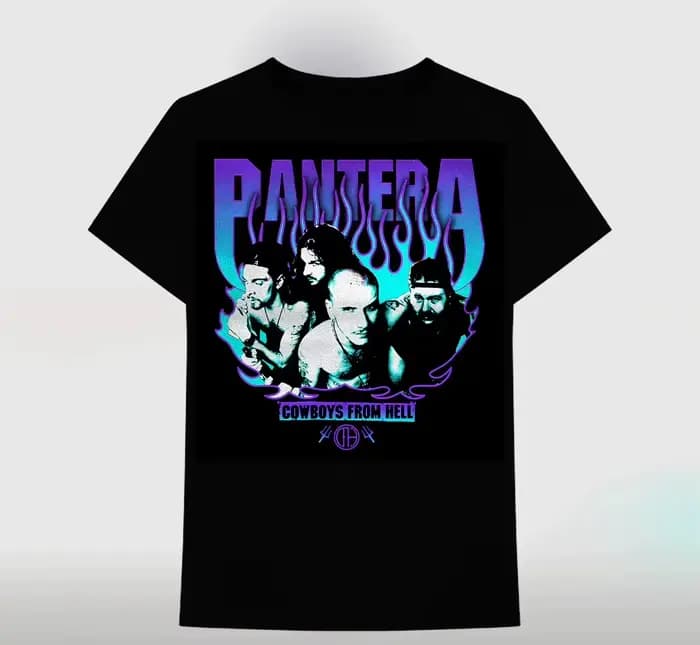 T-shirt décontracté avec logo du groupe Pantera Flames, marque de luxe pour hommes et femmes, Top 2026 New Band Ins Y2k